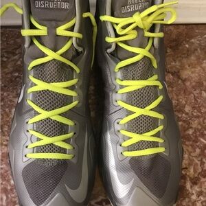 Gray Athletic Shoes with Neon Laces